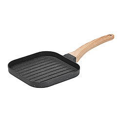 Сковорода гриль квадратна 18×18 см рифлена з гранітним покриттям для індукційної плити