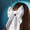 Бант для волосся білий атлас 19*33 см, фото 5