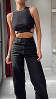 Джинси жіночі класичні з високою талією колір чорний 😍