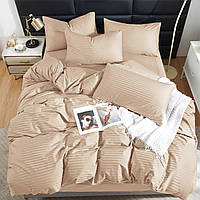 Постельное белье Королева Ночи (Страйп Сатин) | Полуторный комплект | 50х70 | Бежевый страйп сатин