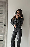 Джинси жіночі класичні з високою талією колір сірий 😍