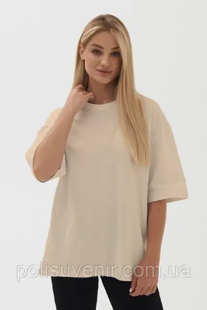 Жіноча футболка оверсайз з круглим коміром OVERSIZE UNISEX, фото 1