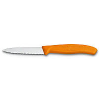 Ніж з ребристим лезом 8.5см Victorinox (неіржавна сталь, серейторне лезо, універсальний, оранжевий)