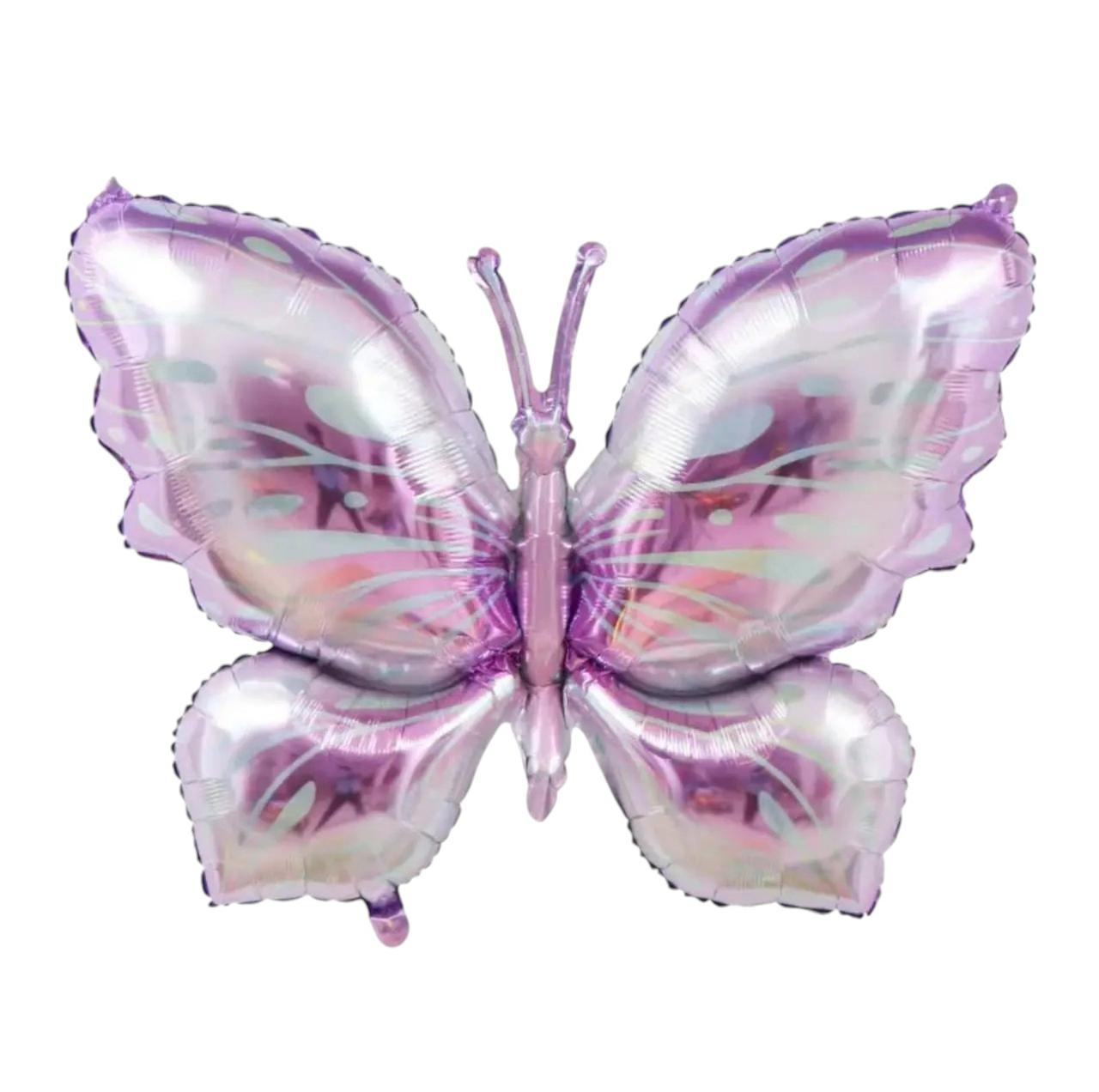 Фольгована фігурна куля Метелик ліловий, 72х98 см