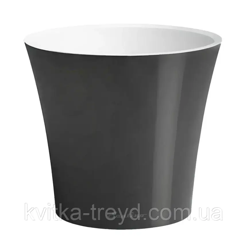 Горщик для квітів ARTE 2 л антрацит-білий, фото 1