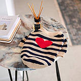 Светр в'язаний смугастий із серцем, фото 6