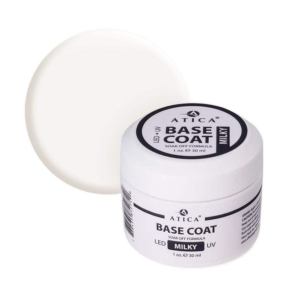 Камуфлююча база для нігтів база Atica Base Gel Milky, 30 мл