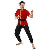 Спортивна форма для занять вух кунг-фу червона LIBOWANG CO-8871 (розміри від 140 до 180 см)