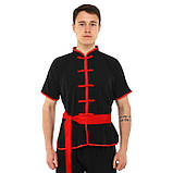 Спортивна форма для занять вух кунг-фу чорна LIBOWANG CO-8872 (розміри від 140 до 180 см), фото 3