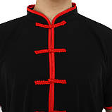 Спортивна форма для занять вух кунг-фу чорна LIBOWANG CO-8872 (розміри від 140 до 180 см), фото 4