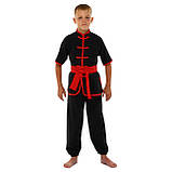 Спортивна форма для занять вух кунг-фу чорна LIBOWANG CO-8872 (розміри від 140 до 180 см), фото 8