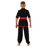 Спортивна форма для занять вух кунг-фу чорна LIBOWANG CO-8872 (розміри від 140 до 180 см), фото 9