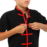 Спортивна форма для занять вух кунг-фу чорна LIBOWANG CO-8872 (розміри від 140 до 180 см), фото 10