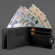 Шкіряна обкладинка-портмоне для картонного посвідчення УБД (чорна), фото 2