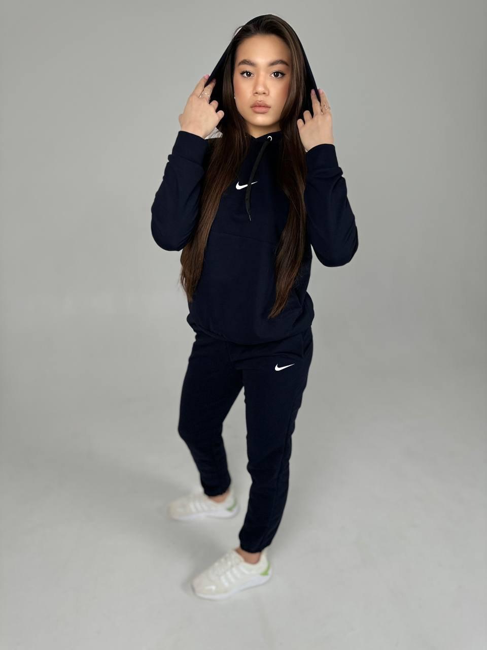 Жіночий спортивний костюм Nike Худі + Штани темно-синій Комплект Найк весняний осінній