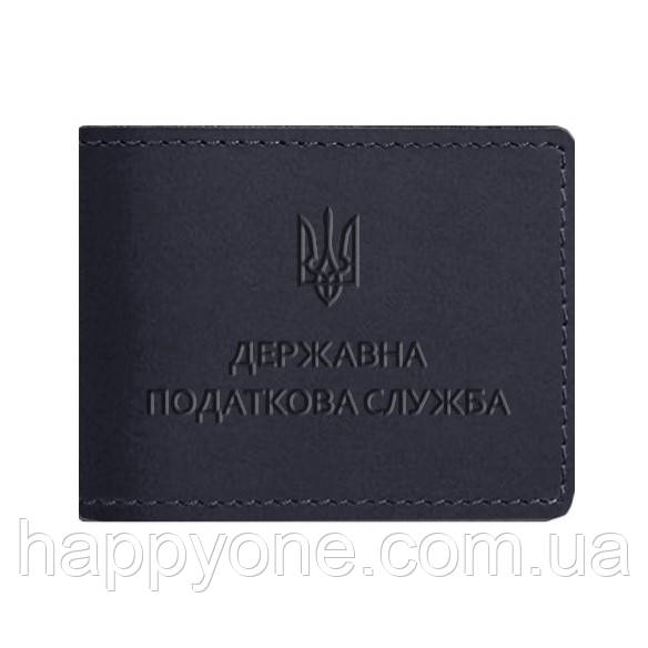 Шкіряна обкладинка для посвідчення Державної податкової служби (темно-синя) шкіра Crazy Horse