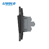 Кнопковий двоклавішний вимикач без фіксації (Дзвінковий вимикач, Імпульсний вимикач) Livolo Чорний, фото 3