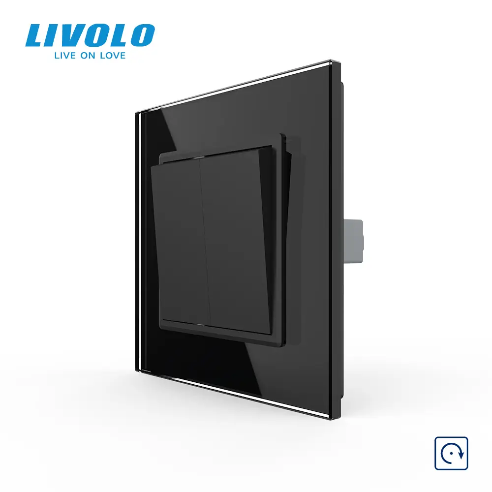 Кнопковий двоклавішний вимикач без фіксації (Дзвінковий вимикач, Імпульсний вимикач) Livolo Чорний, фото 1