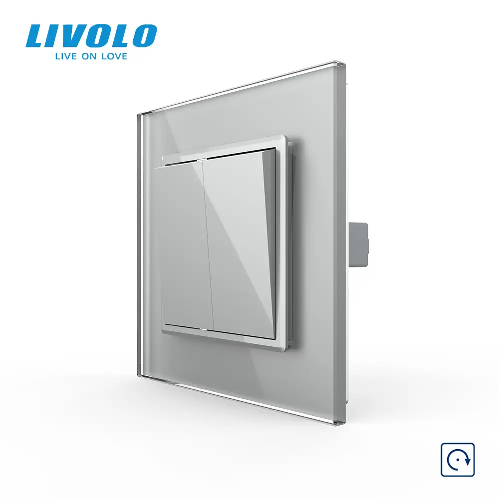 Кнопковий двоклавішний вимикач без фіксації (Дзвінковий вимикач, Імпульсний вимикач) Livolo Сірий, фото 1