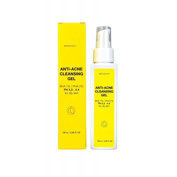 Очищаючий гель для проблемної шкіри Moday Anti-acne Cleansing gel з BHA і PHA кислотами та вітаміном Е 100 мл