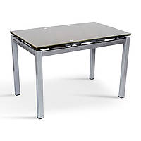 Маленький скляний обідній кухонний стіл розкладний розсувний 80х65 см на кухню в сучасному стилі Венді