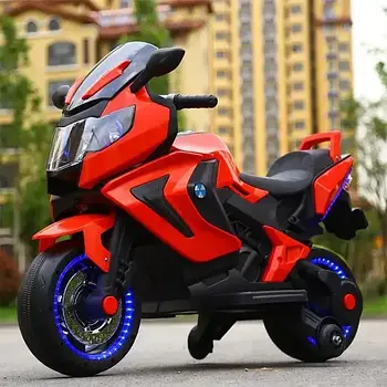 Дитячий електромотоцикл SPOKO SP-1600 з музикою підсвіткою для дітей від 3-х років червоний
