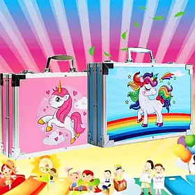 Валіза з олівцями та фломастерами, Набори для малювання для дітей (145 шт.) для дівчаток DMG