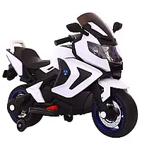 Дитячий електромотоцикл SPOKO SP-1600 з музикою підсвіткою для дітей від 3-х років білий, фото 5