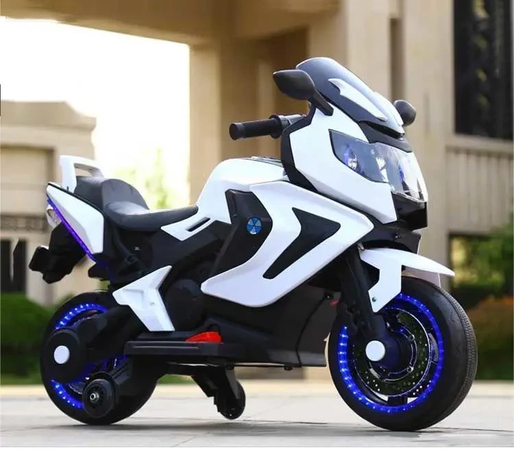 Дитячий електромотоцикл SPOKO SP-1600 з музикою підсвіткою для дітей від 3-х років білий
