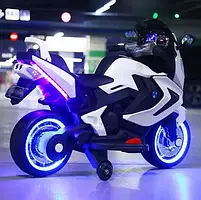 Дитячий електромотоцикл SPOKO SP-1600 з музикою підсвіткою для дітей від 3-х років білий, фото 3