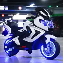 Дитячий електромотоцикл SPOKO SP-1600 з музикою підсвіткою для дітей від 3-х років білий, фото 4