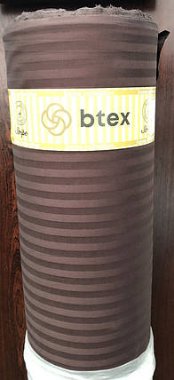 Бавовняна тканина 240 см для постільної білизни Страйп-сатин смуга однотонний коричневий у рулоні (60 м), фото 3