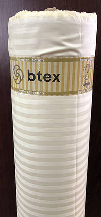 Світла бежева тканина 240 см для постільної білизни, однотонний страйп-сатин смуга 100% бавовна, у рулоні (60 м), фото 3