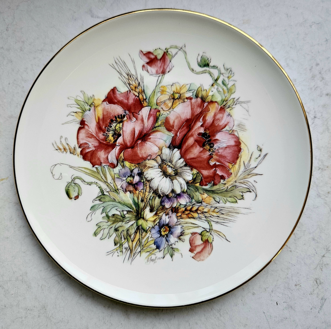 Колекційна, Порфорова тарілка Квіти, фото 1