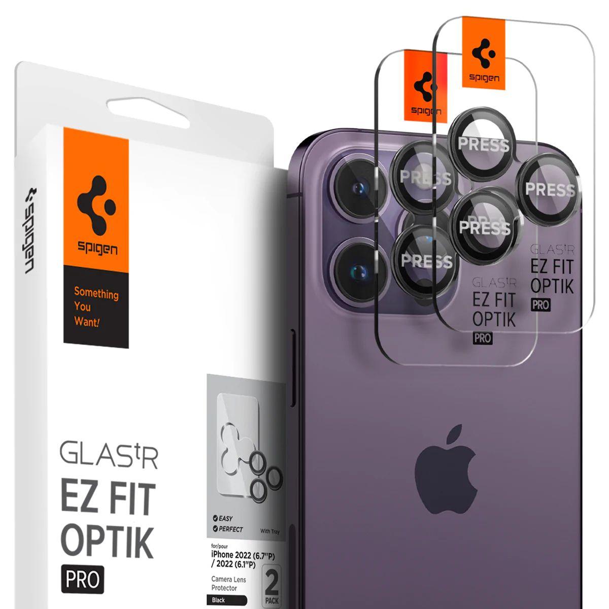 Захисне скло на камеру Spigen GLAStR EZ Fit Optik 2-Pack до iPhone 15 Pro/15 Pro Max/16 Pro/16 Pro Max Black (AGL05205)