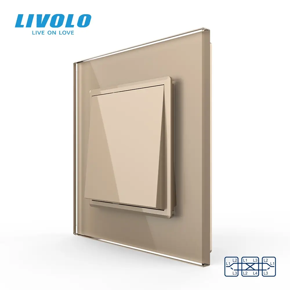 Одноклавішний перехресний вимикач Livolo Золотий, фото 1