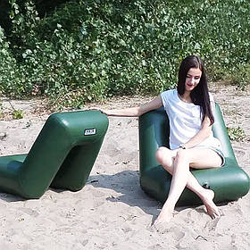 Надувне крісло Тура для човна ПВХ 310-330 Зелений. Гумове крісло для надувних човнів