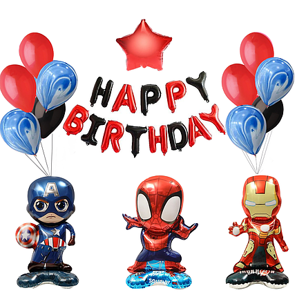Фотозона з кульок Супергерої Marvel Happy Birthday ( 11 шаров), фото 1