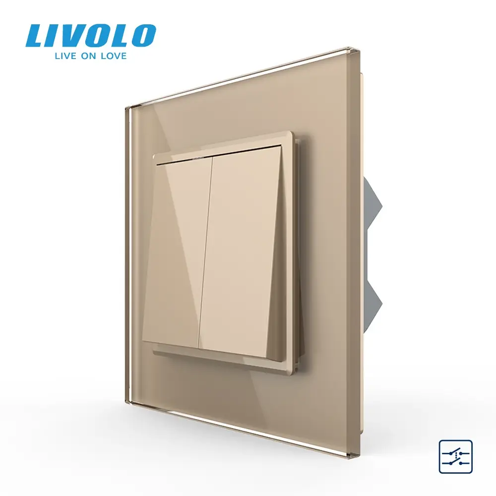 Двоклавішний перехресний вимикач Livolo Золотий, фото 1