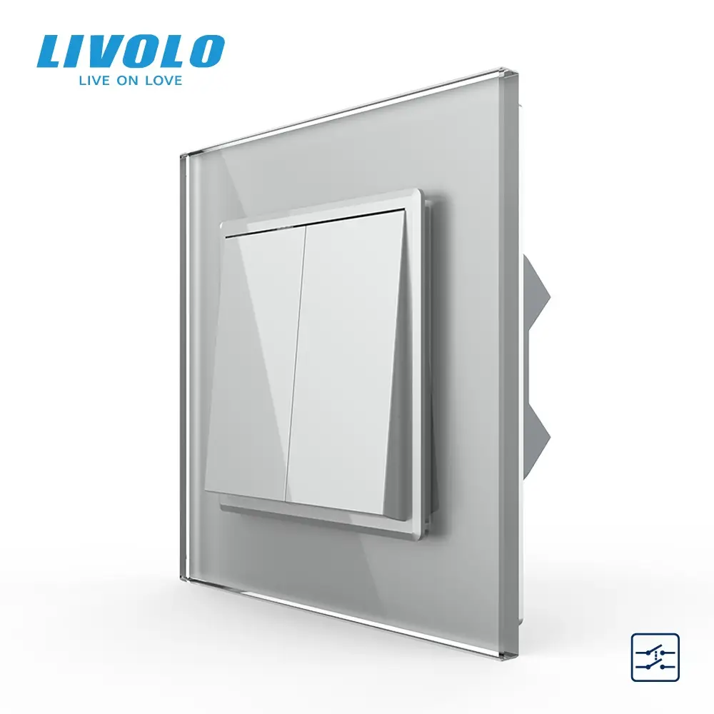 Двоклавішний перехресний вимикач Livolo Сірий, фото 1