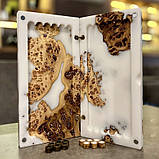 Нарди з натурального дерева та епоксидної смоли, ручна робота 30*30 см, фото 6