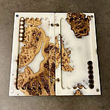 Нарди з натурального дерева та епоксидної смоли, ручна робота 30*30 см, фото 8