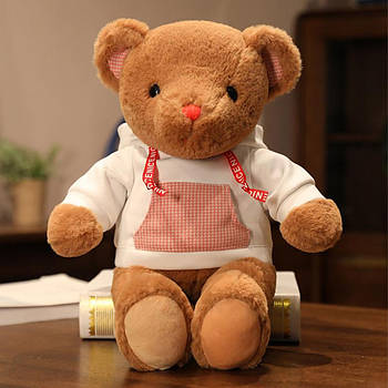 Дитяча м'яка іграшка, 30 см, ведмедик у худі, Рожевий / Іграшка плюшева ведмедик в одязі / Іграшка м'яка ведмедик