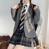 Жакет підлітковий прямий на 2 гудзики класичний піджак сірий 128-134 (S)