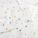 Лоскуток. Двошаровий жатий муслін ширина 160 см "Акварельні серця" No МЖ-3-99, 55*160 см, фото 2