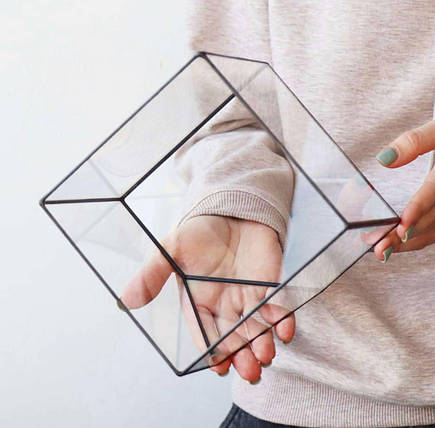 Скляний куб із нахилом.Стільні ємності., фото 2