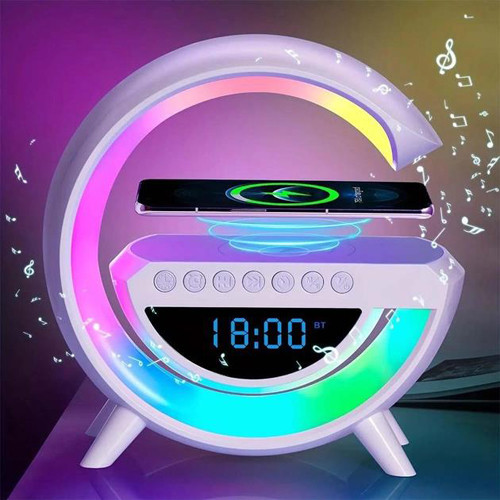 Light Sound Machine BT-3401, RGB нічник, годинник, бездротова зарядка, Bluetooth колонка, фото 1