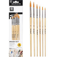 Набір художніх пензлів з натуральної щетини BR5806, 6 шт