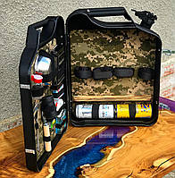 Міні бар каністра чорна на 20л. з посудом у подарунок для чоловіка, хлопця / Сейф для напоїв та алкоголю «Picnik»