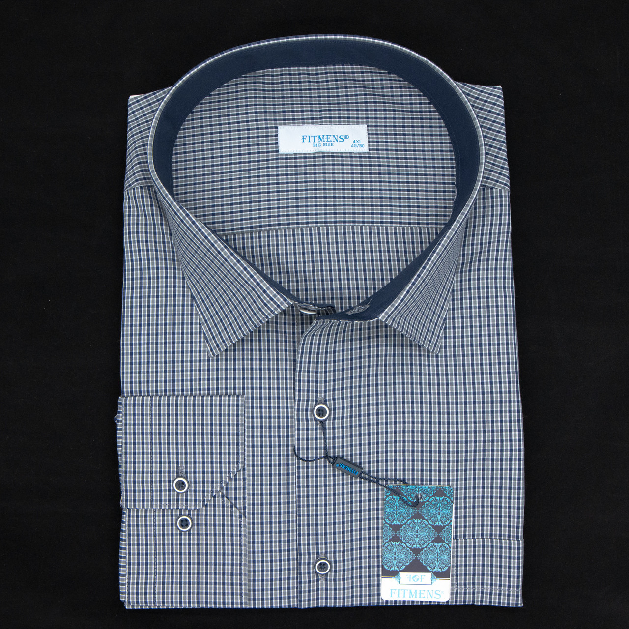 Сорочка чоловіча, прямого покрою, з довгим рукавом, FITMENS FS-002145 GRI 90% бавовна 10% поліестер 3XL(Р)